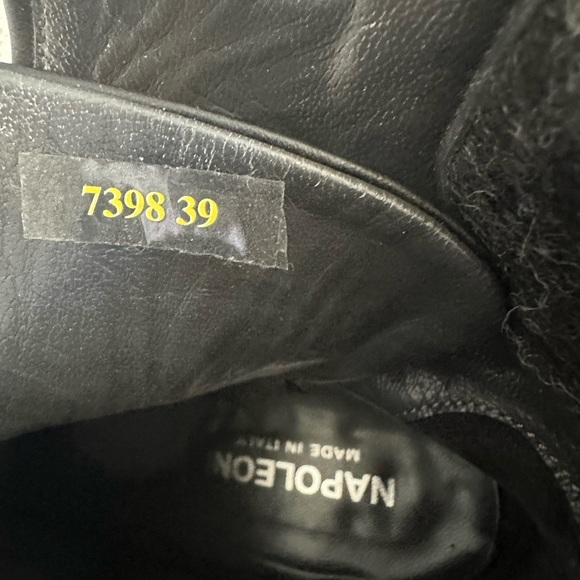 Napoleoni Grannie Black Leather Neoprene Lace-up Lolita Granny Booties - Picture 2 of 10